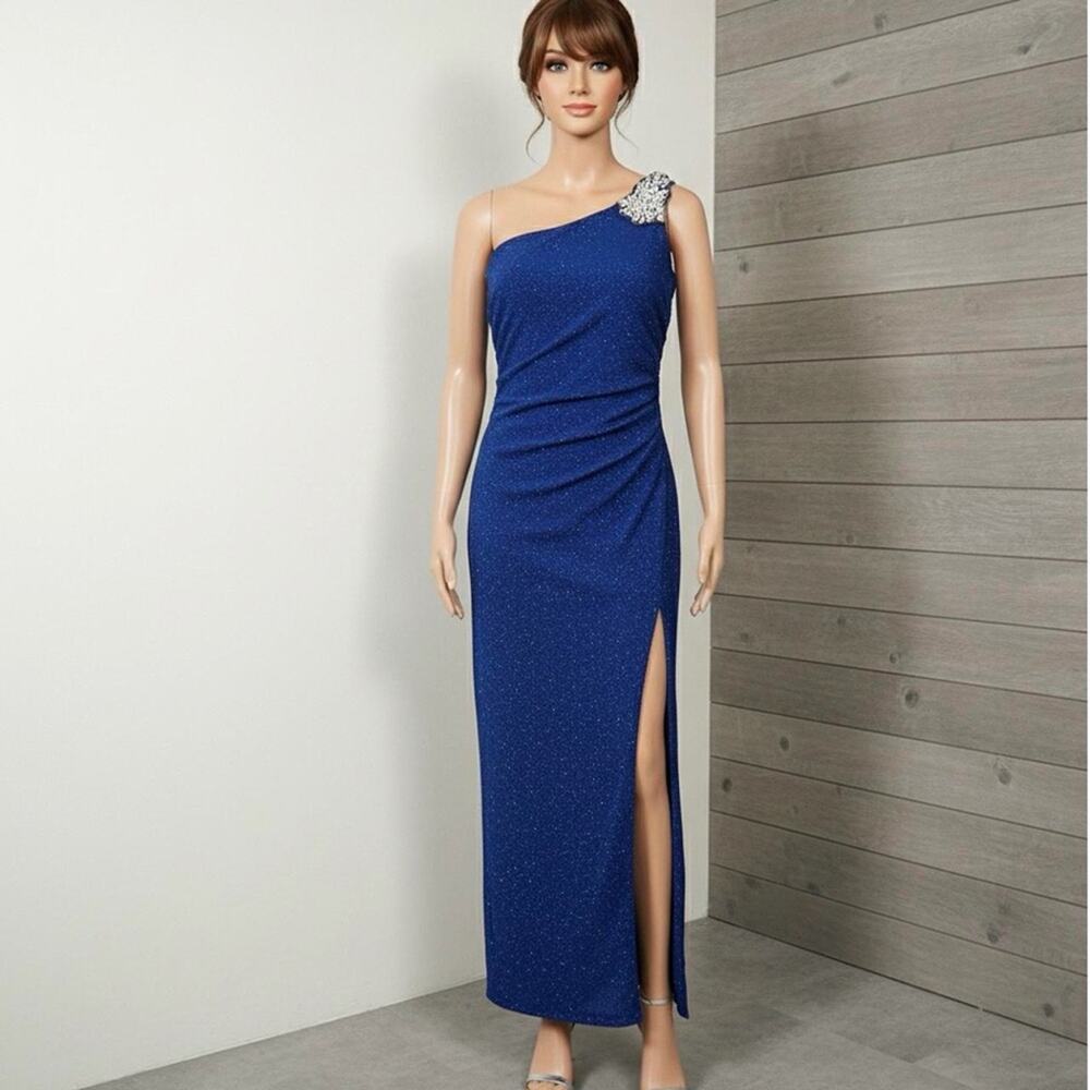 y2K Emerald Sundae one shoulder gown dress floor length xxsmall blue glitter